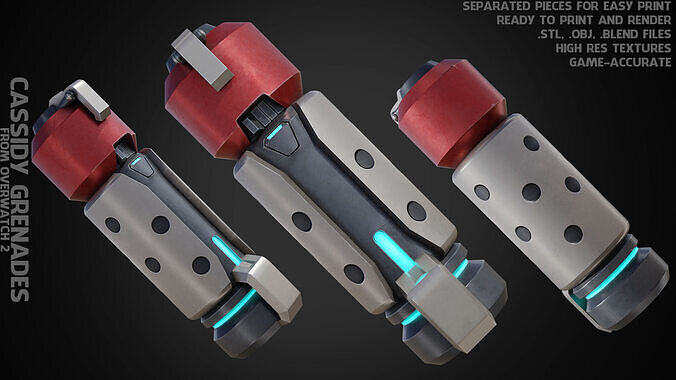 Overwatch 2 Cassidy Grenades for Cosplay 3D print model