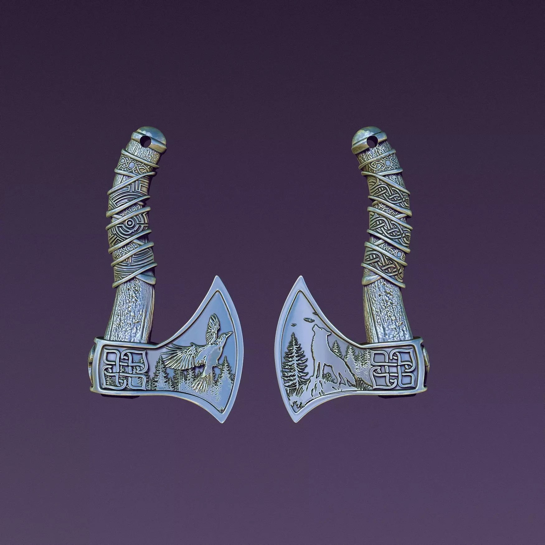 Celtic axe casting pendant 3D print model