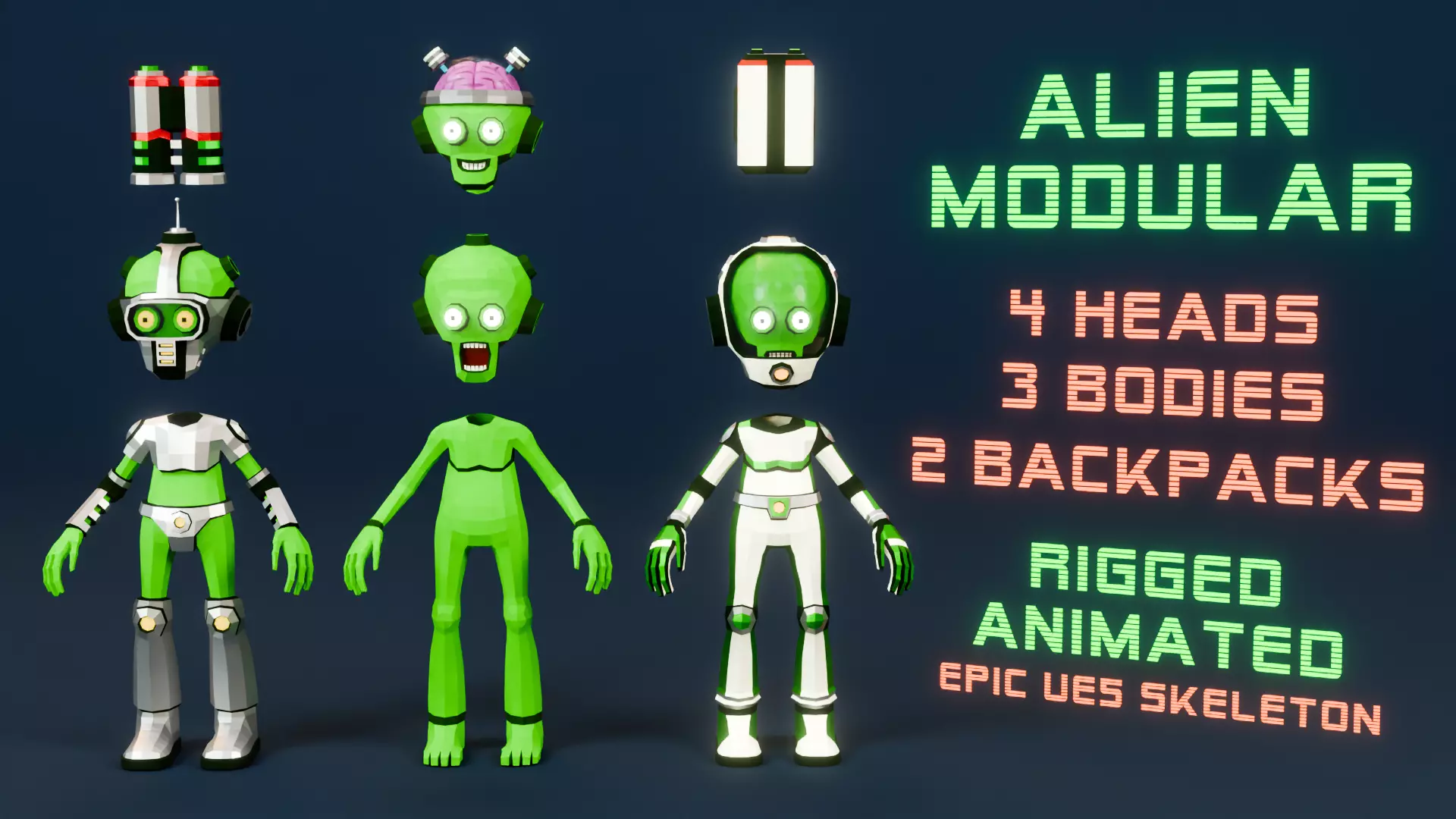 Alien Modular - low-poly stylized Low-poly 3D model_0