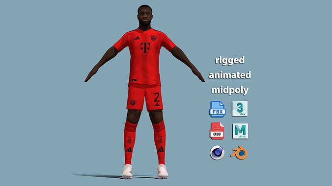  T-Pose Rigged Upamecano Bayern Munich 24-25 3D model
