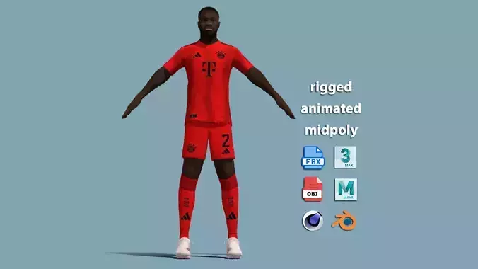  T-Pose Rigged Upamecano Bayern Munich 24-25 3D model