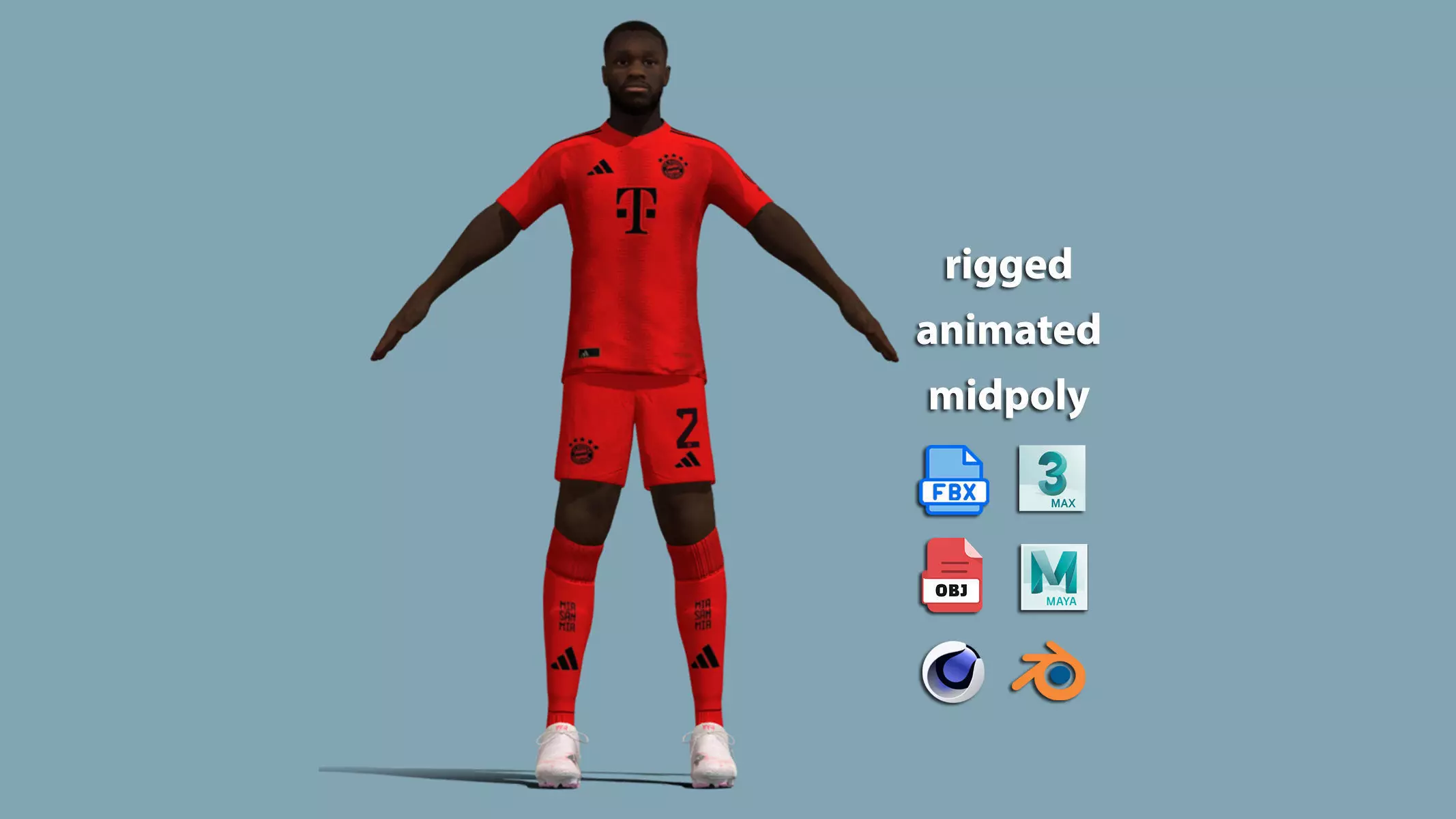  T-Pose Rigged Upamecano Bayern Munich 24-25 3D model_0