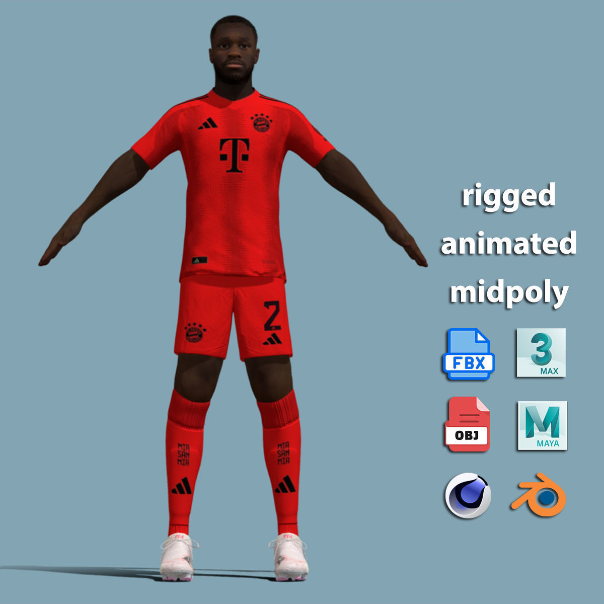  T-Pose Rigged Upamecano Bayern Munich 24-25 3D model_1