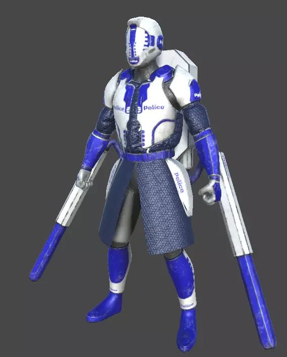 Futuristic Police Heavy - Unity Game Ready Asset Low-poly 3D model_0