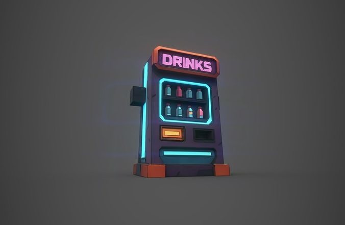 Stylized Low-Poly Cyberpunk Vending Machine  Low-poly 3D model