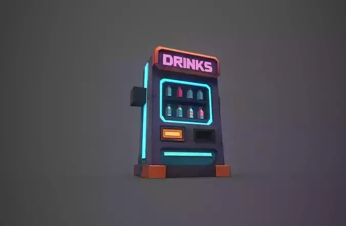 Stylized Low-Poly Cyberpunk Vending Machine 