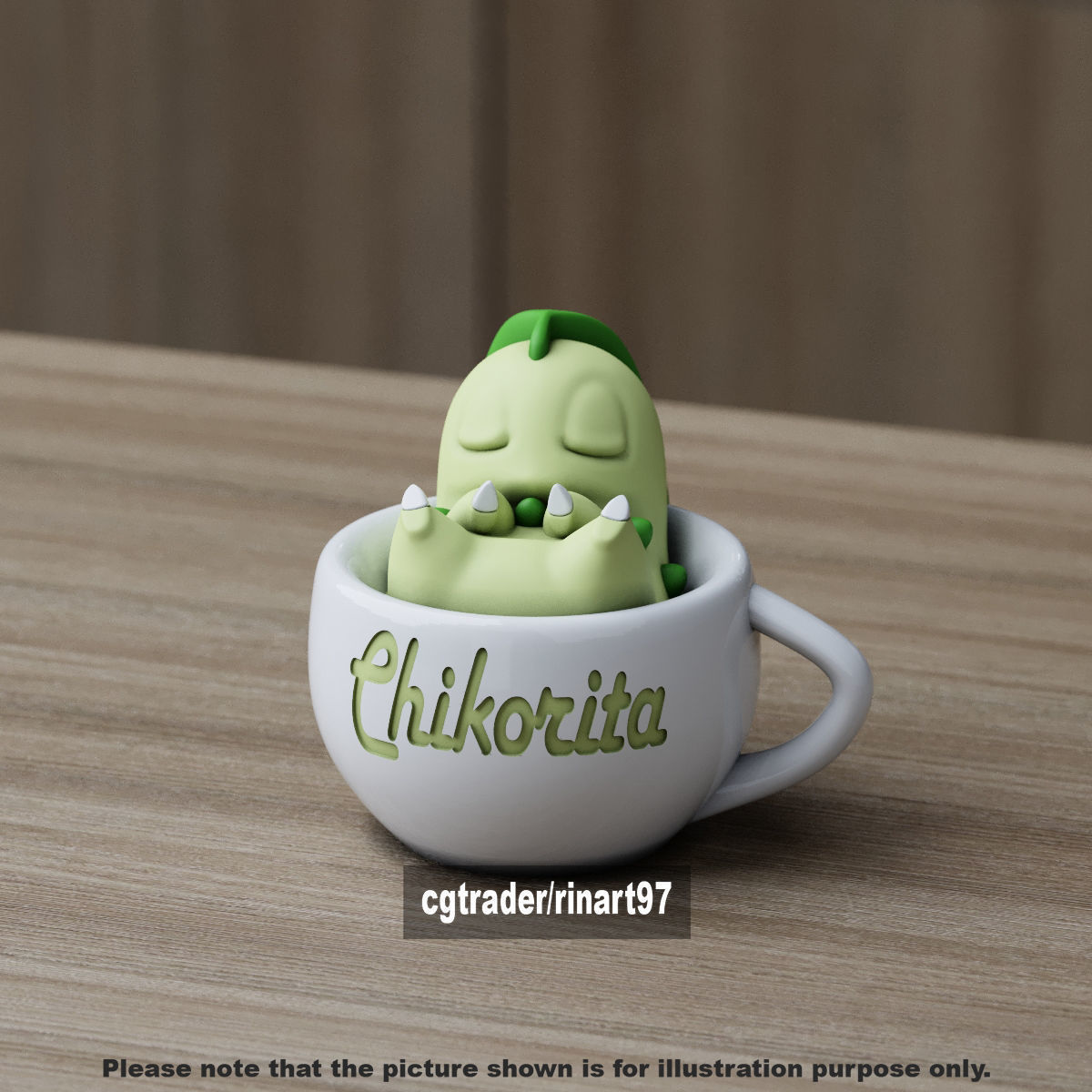 Chikorita chill cup 3D print model_8
