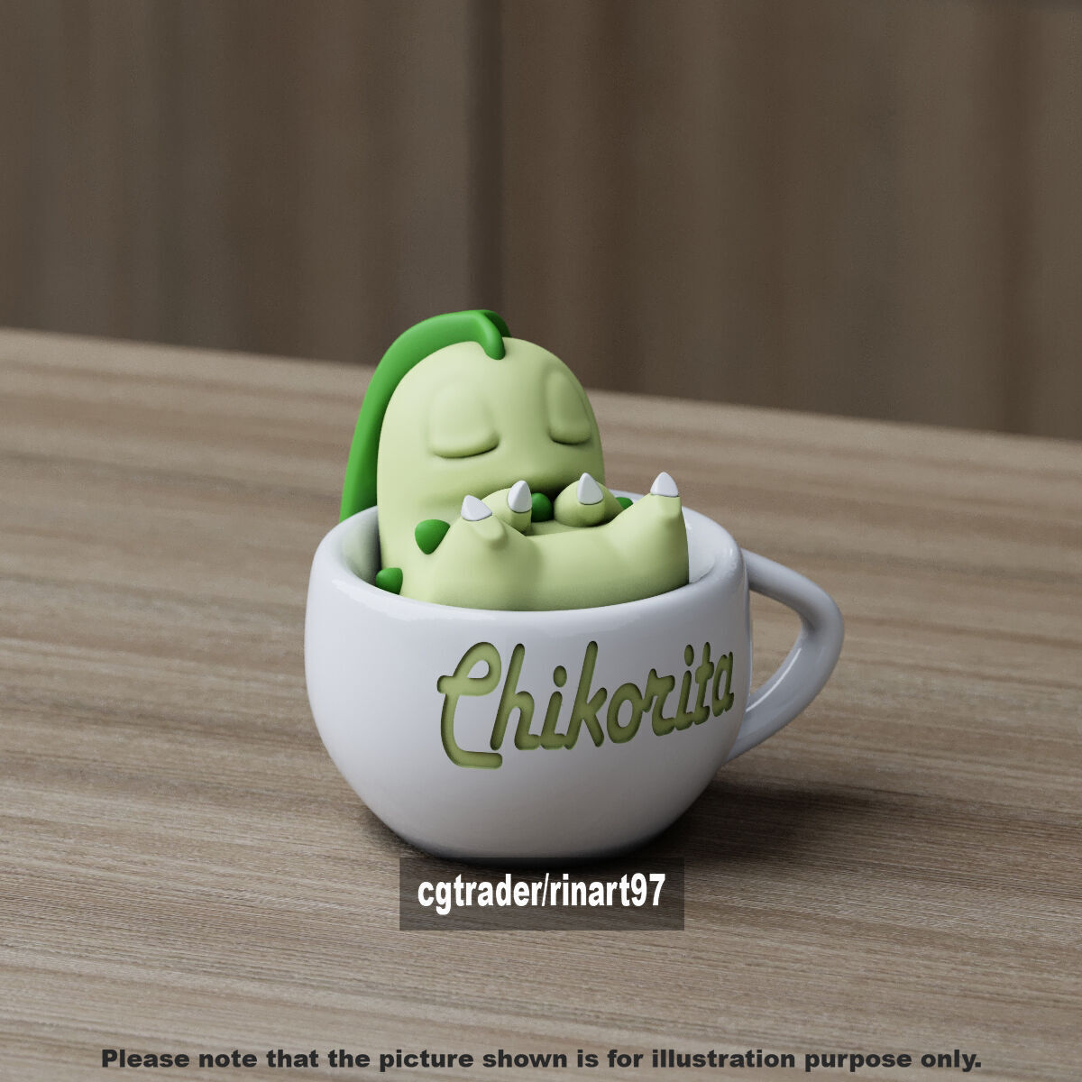 Chikorita chill cup 3D print model_5