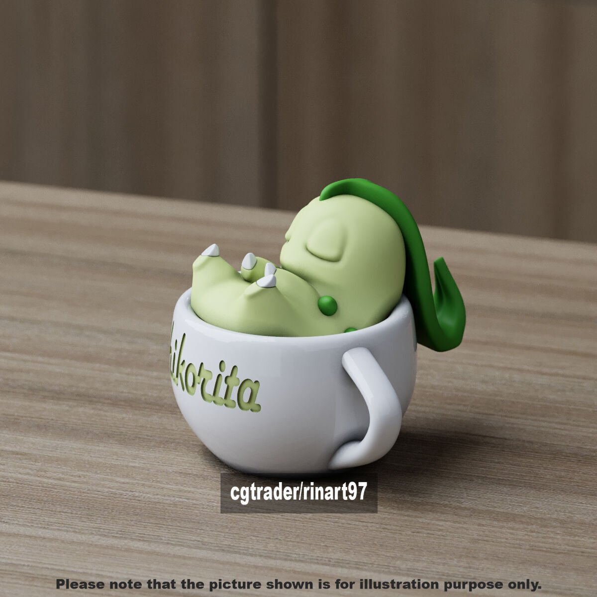 Chikorita chill cup 3D print model_2