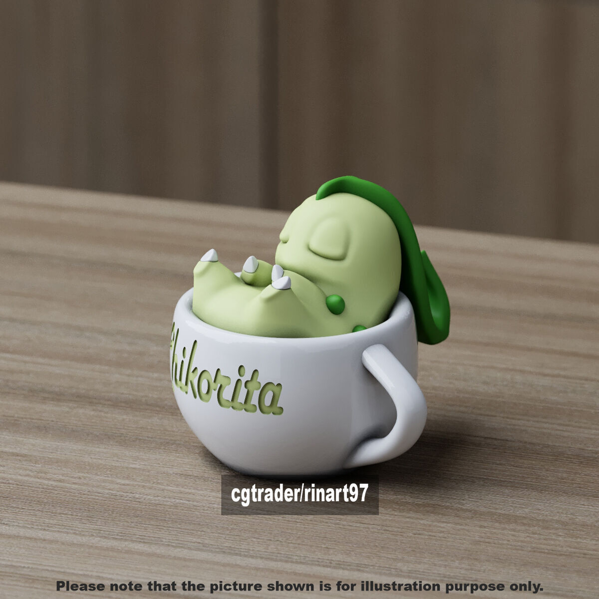 Chikorita chill cup 3D print model_11