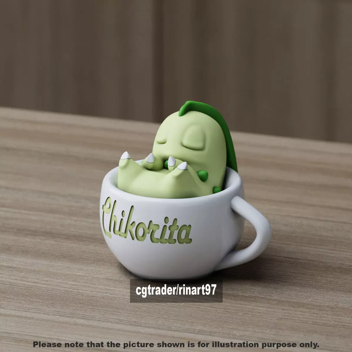 Chikorita chill cup 3D print model_0