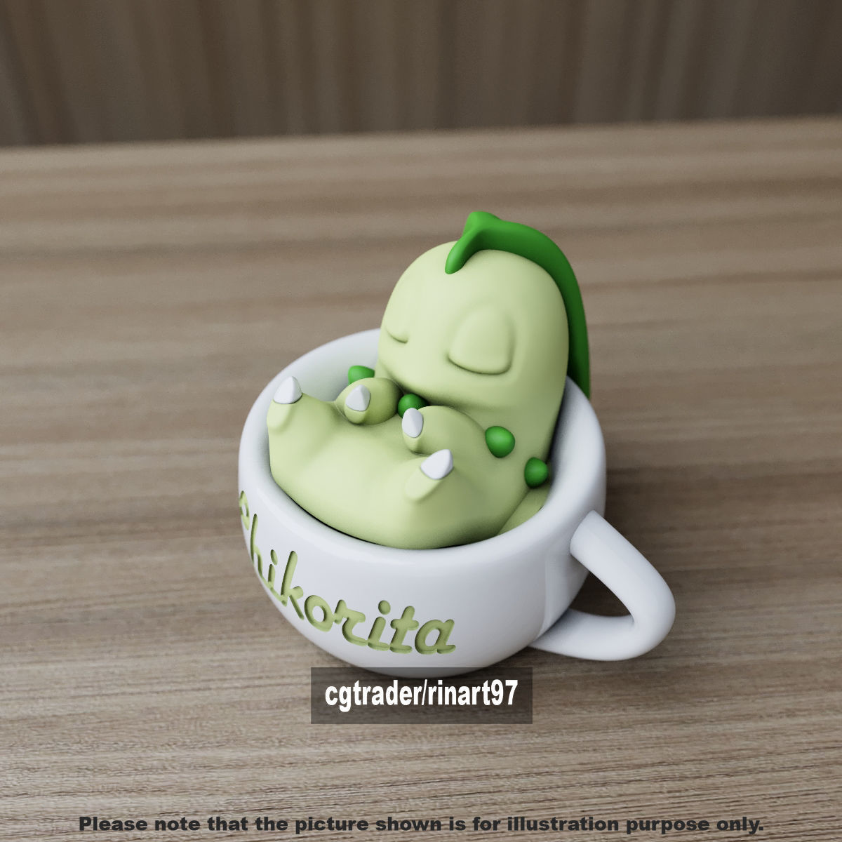Chikorita chill cup 3D print model_3