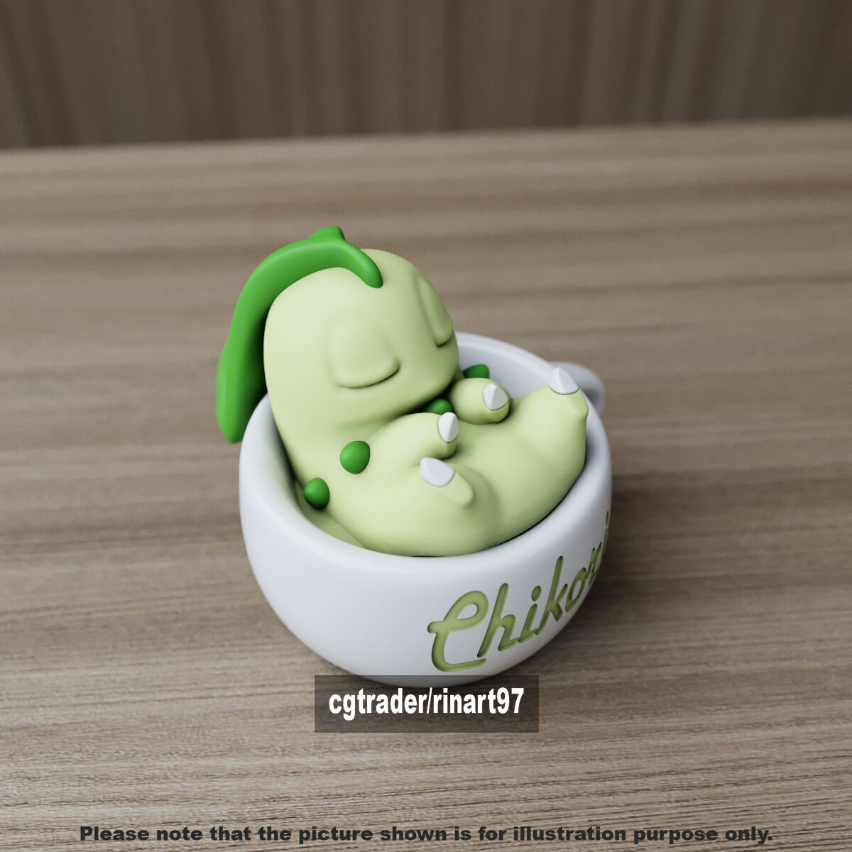 Chikorita chill cup 3D print model_4