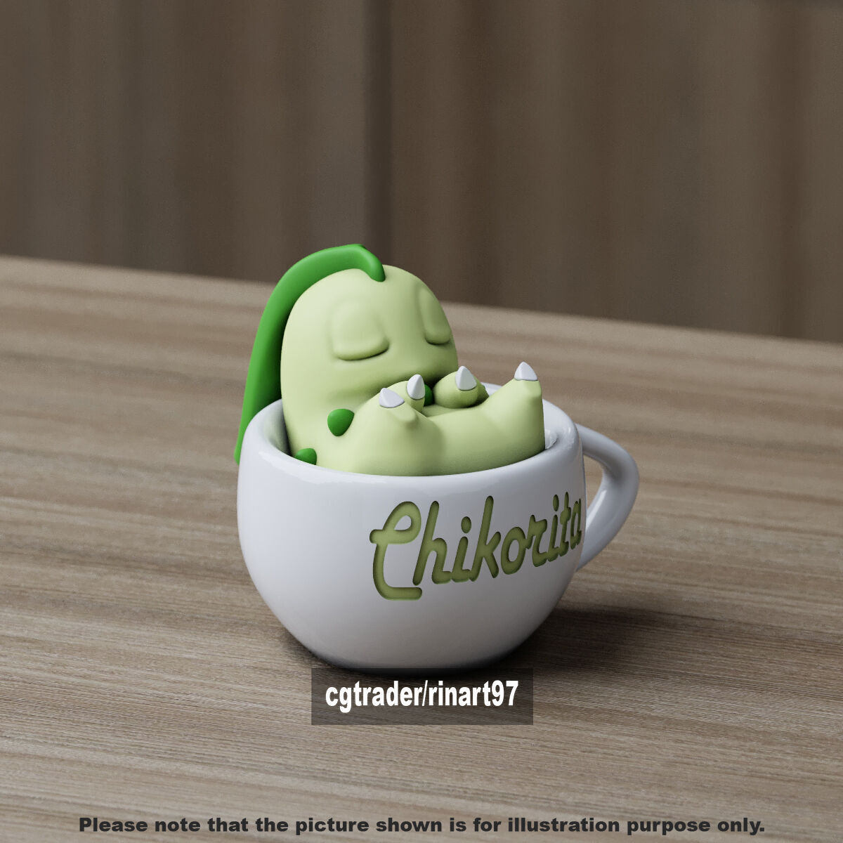 Chikorita chill cup 3D print model_1