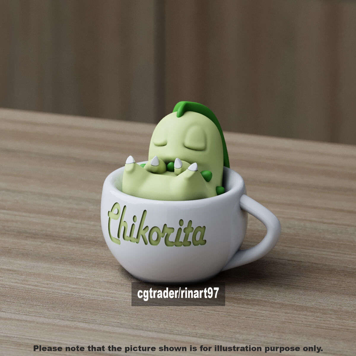 Chikorita chill cup 3D print model_9