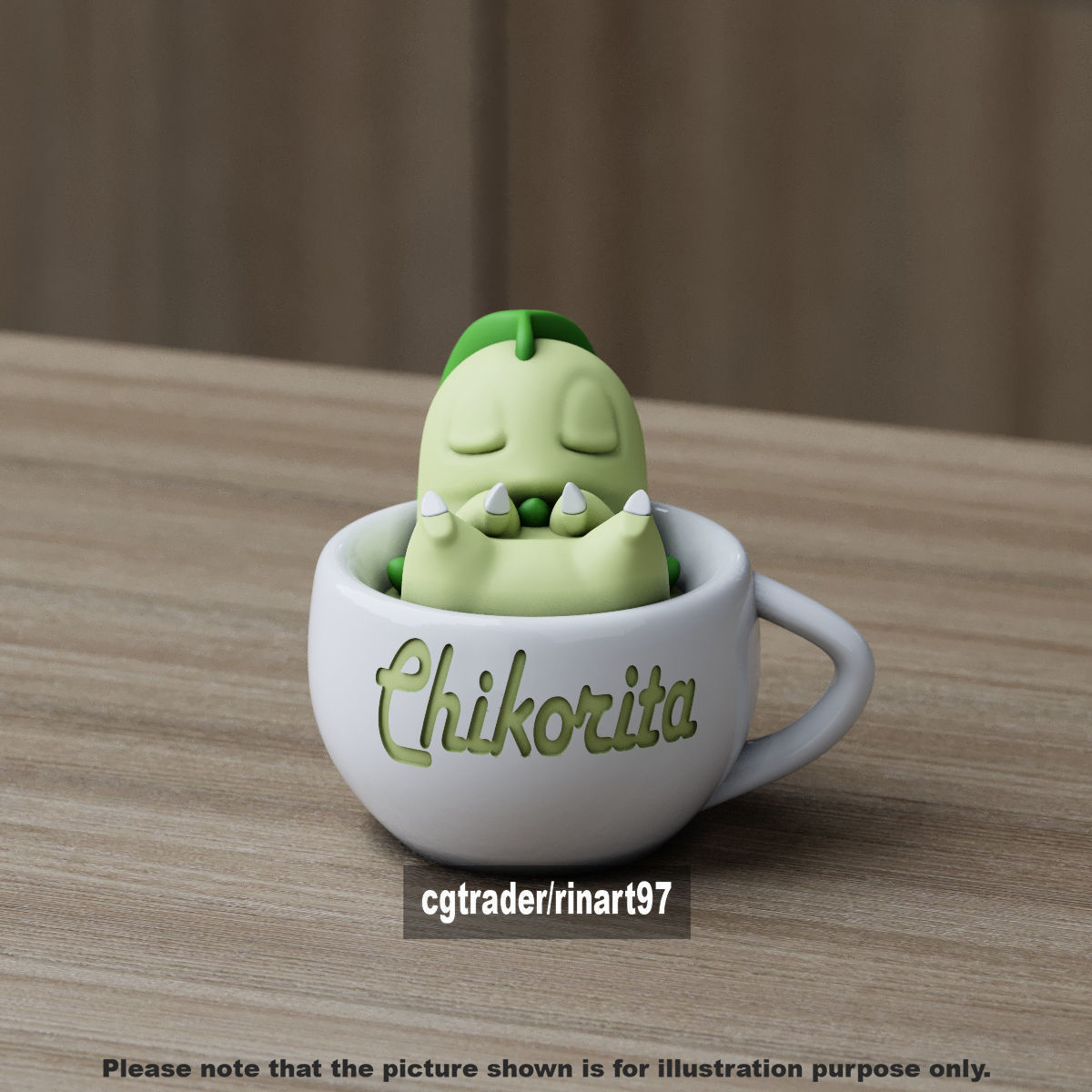Chikorita chill cup 3D print model_7
