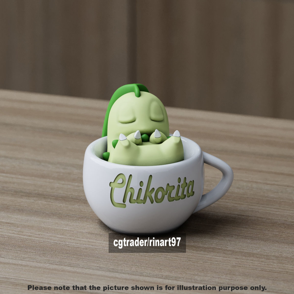 Chikorita chill cup 3D print model_6