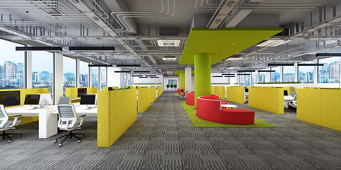 Photorealistic Corporate Office Interior Detailed Furniture Prop Low-poly 3D model 2