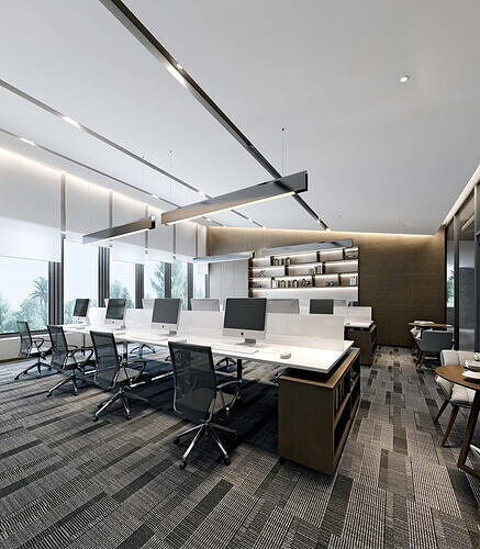 Photorealistic Corporate Office Interior Detailed Furniture Prop Low-poly 3D model 3