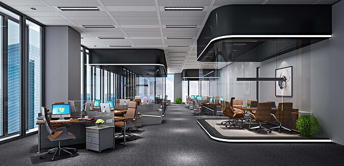 Photorealistic Corporate Office Interior Detailed Furniture Prop Low-poly 3D model 7
