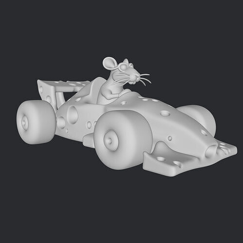 cheese f1 car and mouse 3D print model