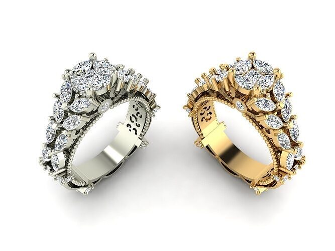 Marquise Jeweler Solitaire Ring 3D print model