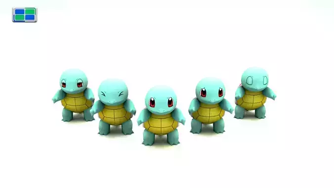 Squidos Model pokemon turtles in row