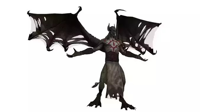 Dark Bat-Winged   Game-Ready Animated 3D Character