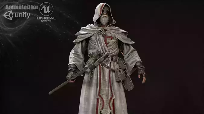 Old Mage starter pack Low-poly 3D model