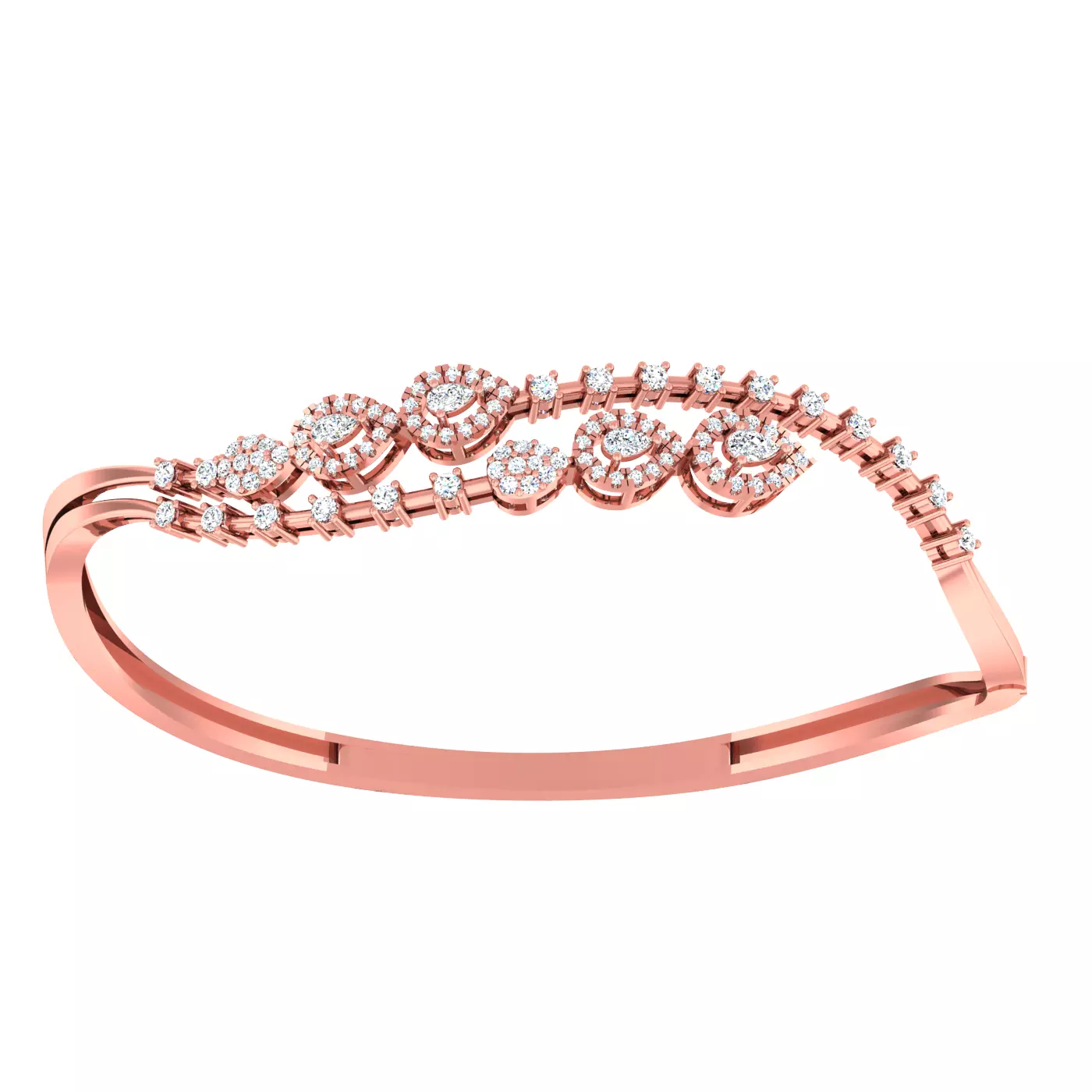 Diamond light gold bracelet 3D print model