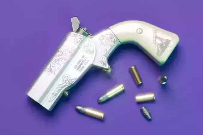 HJS Frontier Four Derringer Engraved Oil Rig Grip Low-poly 3D model