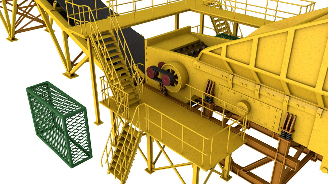 Stone Crusher Machine 3D model_11