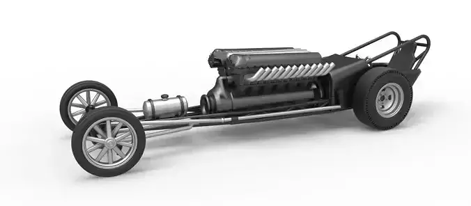 Front engine vintage dragster with V12 Scale 1 to 25