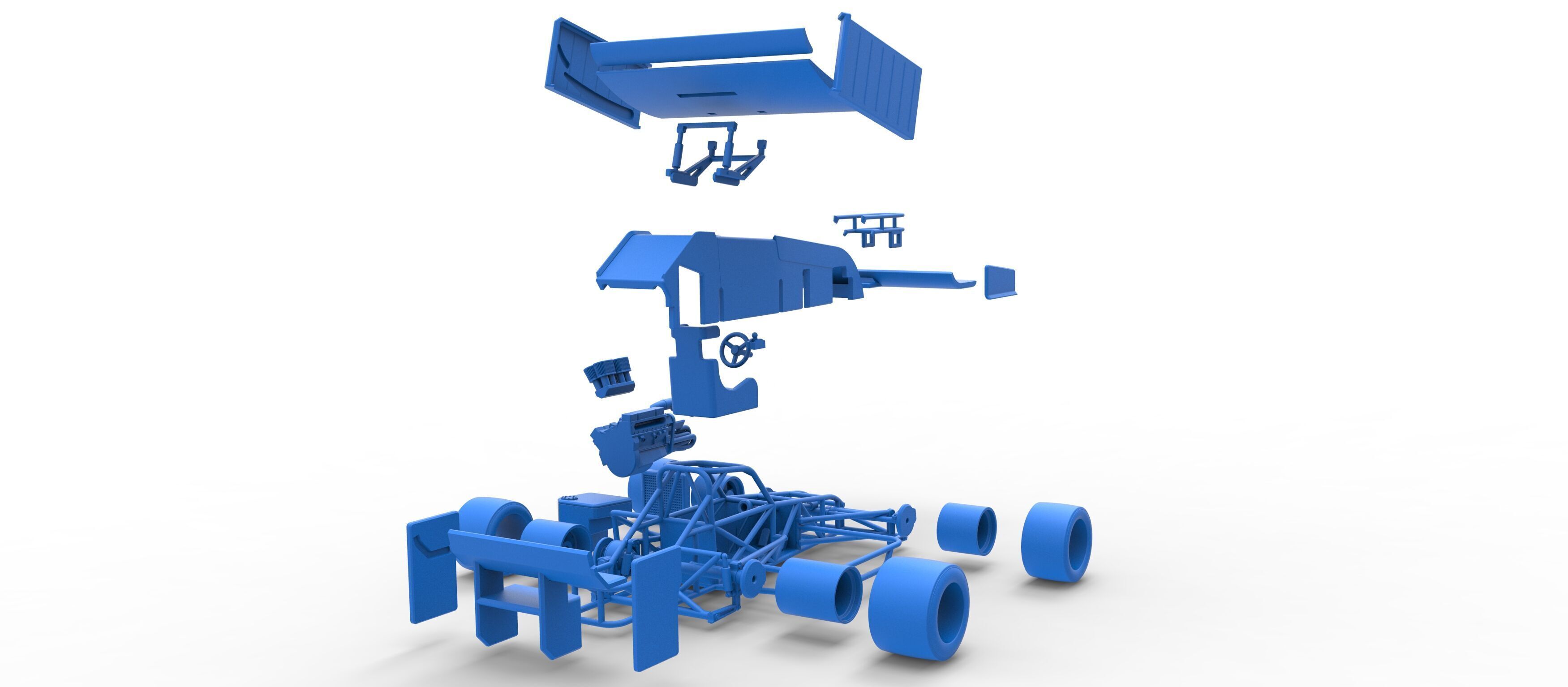 Supermodified front engine Winged race car V3 Scale 1 to 25 3D print model_63