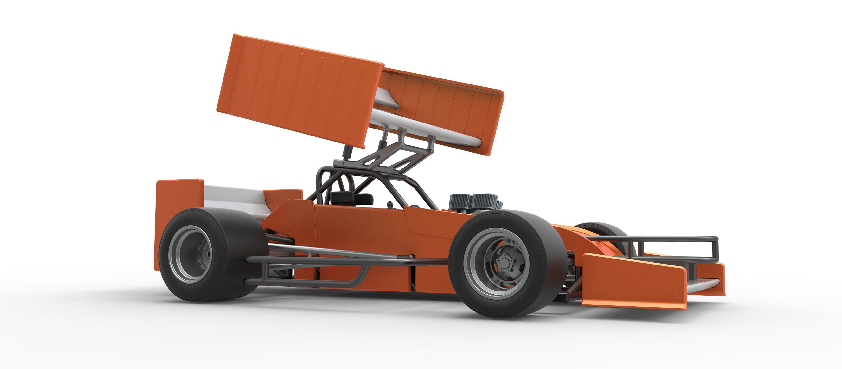 Supermodified front engine Winged race car V3 Scale 1 to 25 3D print model_25