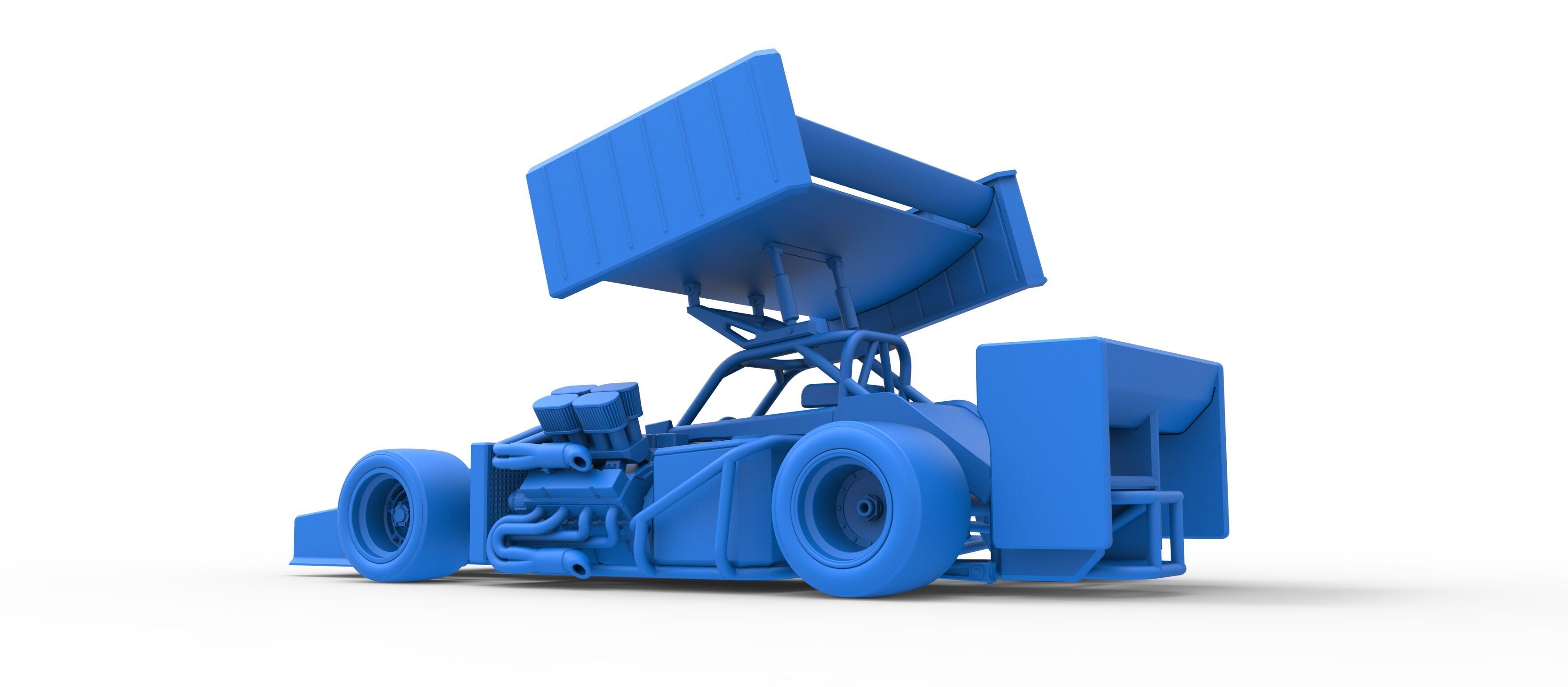 Supermodified front engine Winged race car V3 Scale 1 to 25 3D print model_40