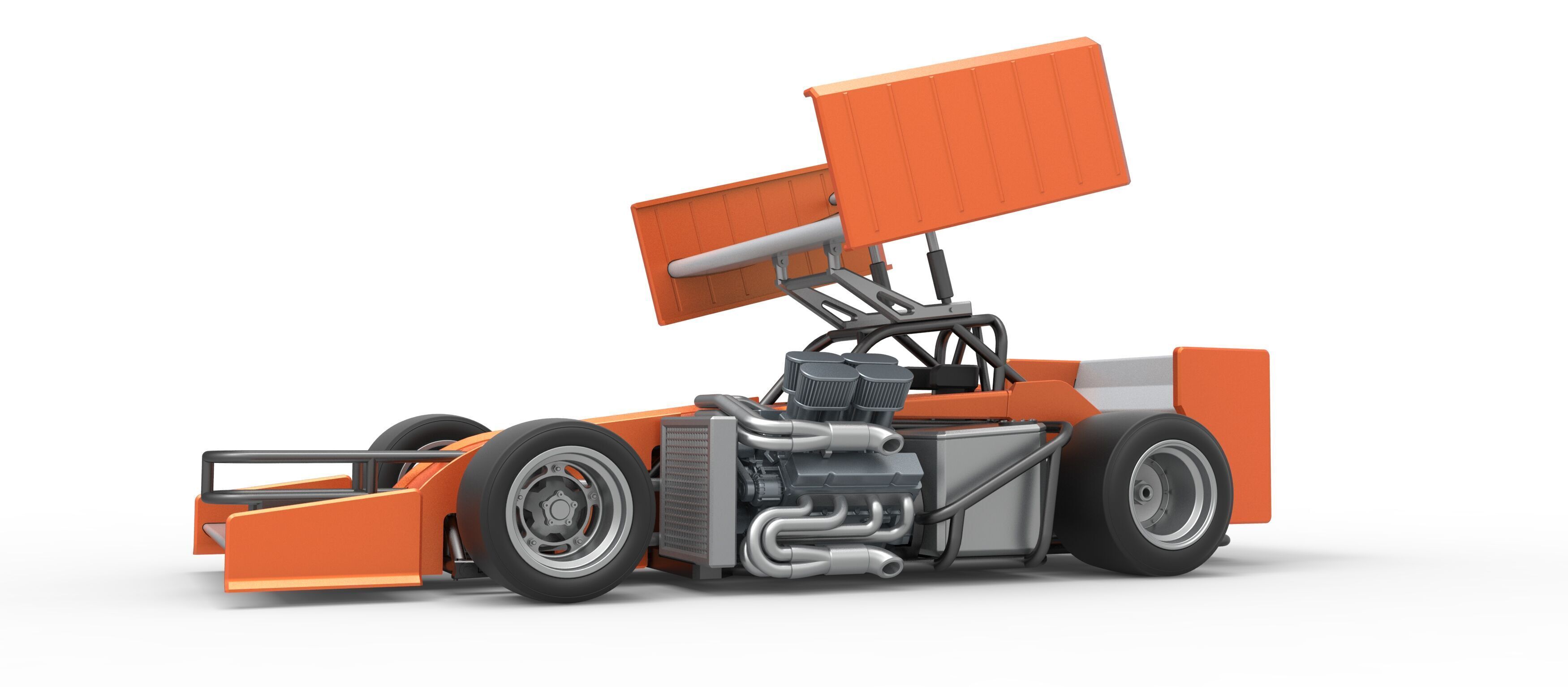 Supermodified front engine Winged race car V3 Scale 1 to 25 3D print model_2