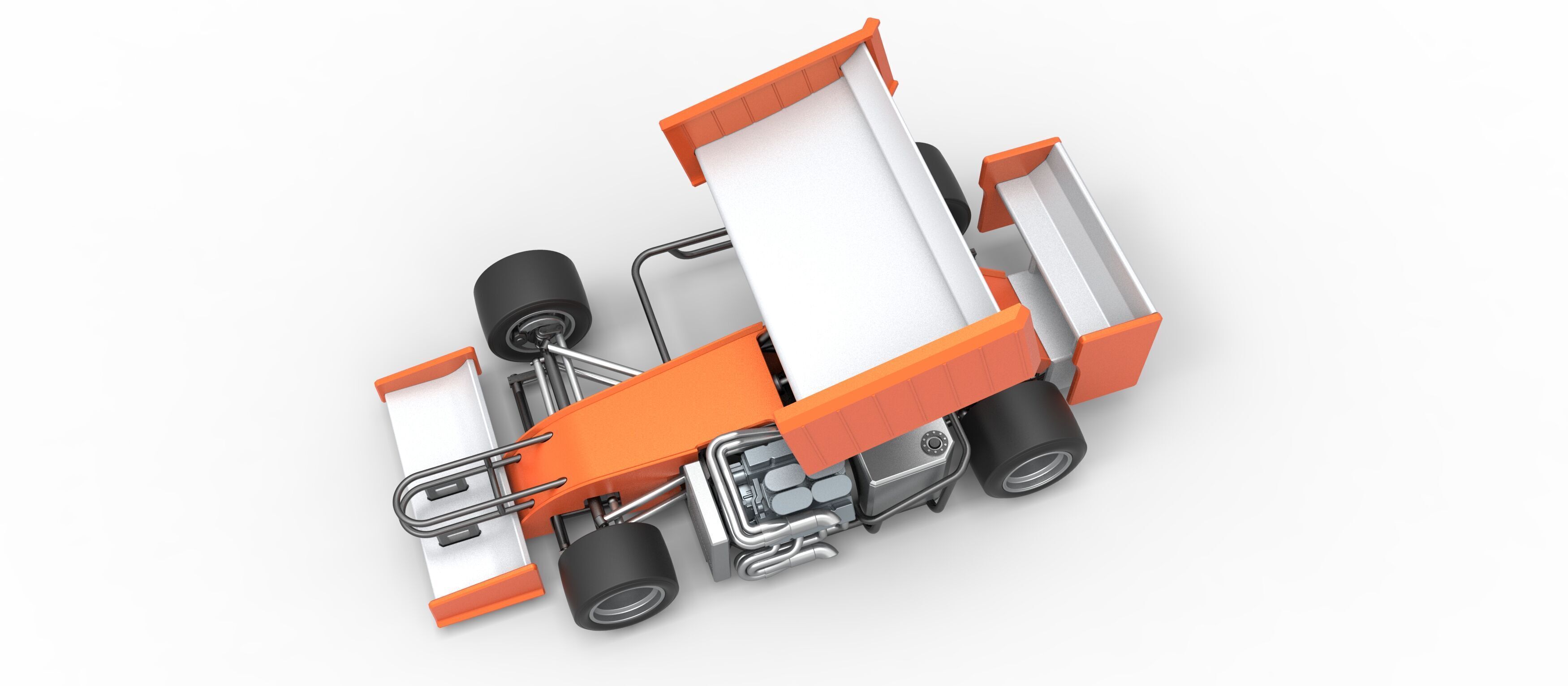 Supermodified front engine Winged race car V3 Scale 1 to 25 3D print model_4