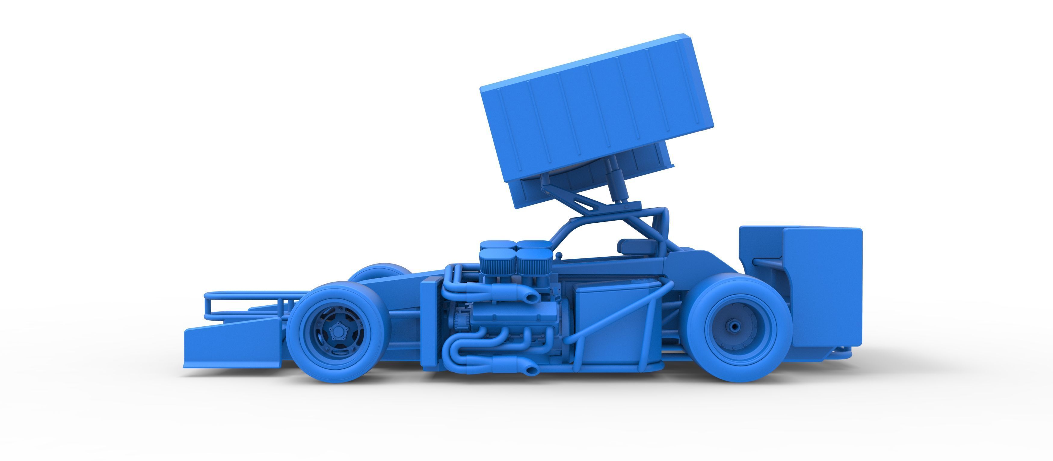 Supermodified front engine Winged race car V3 Scale 1 to 25 3D print model_36