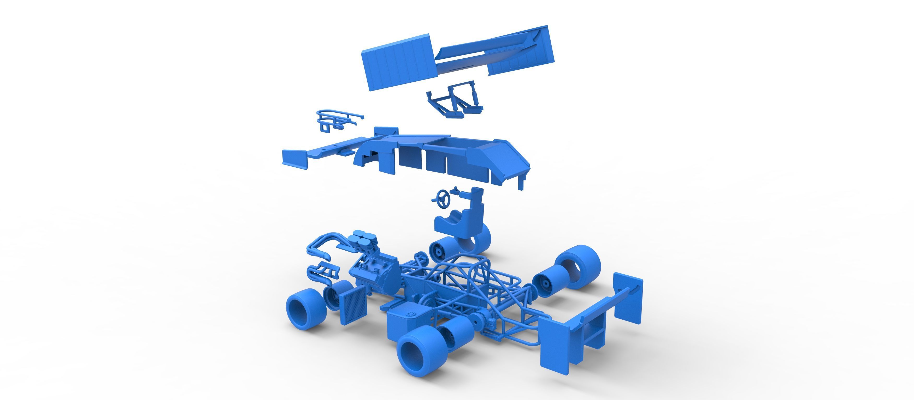 Supermodified front engine Winged race car V3 Scale 1 to 25 3D print model_61