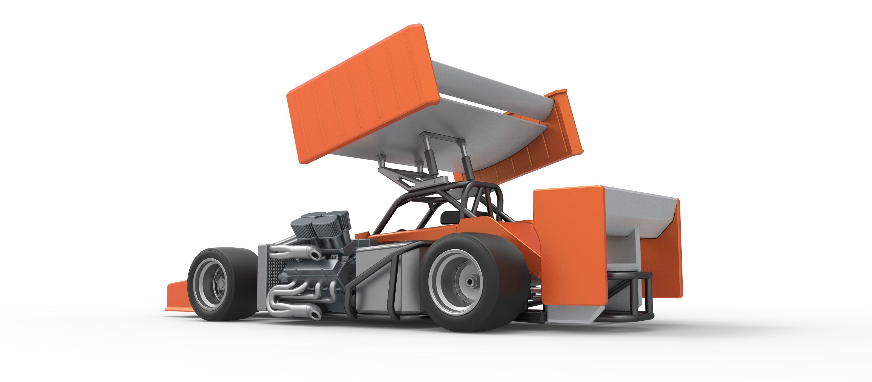 Supermodified front engine Winged race car V3 Scale 1 to 25 3D print model_13