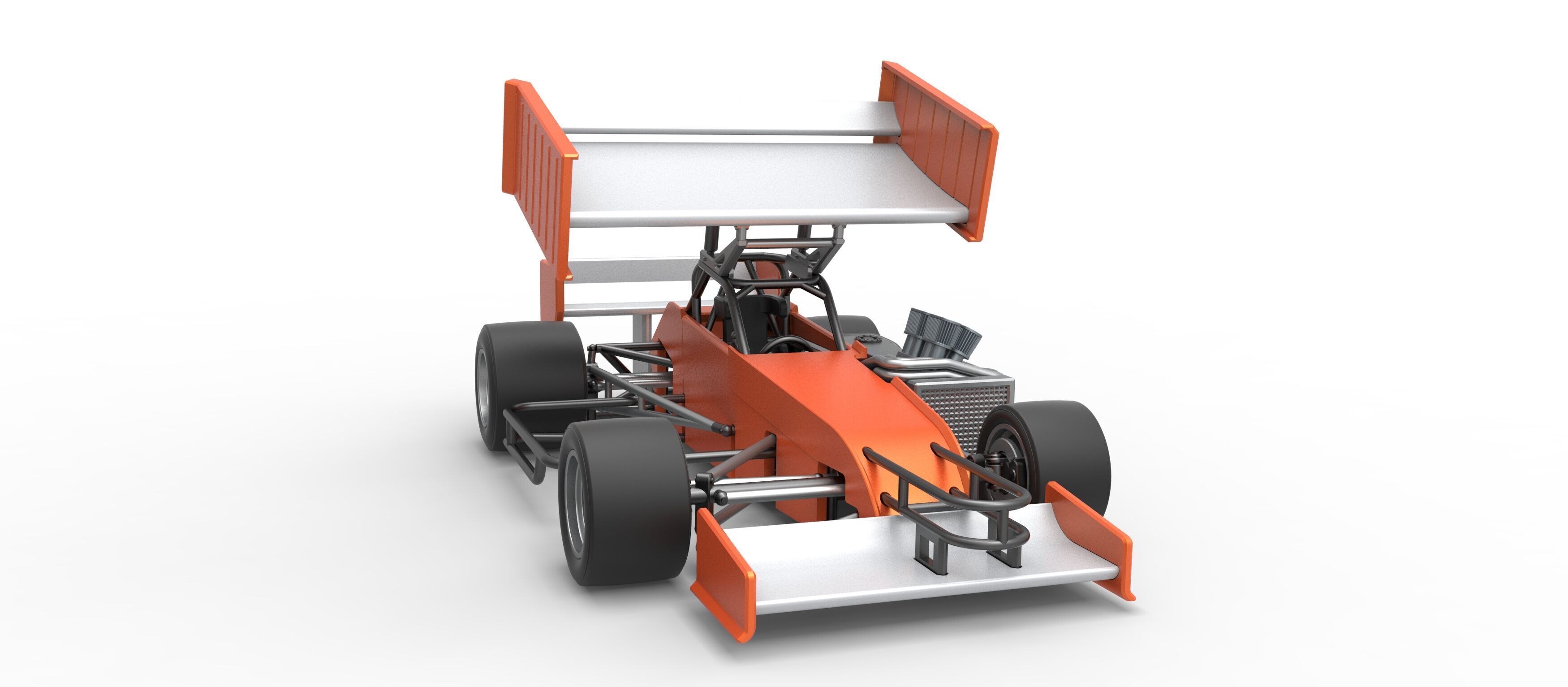 Supermodified front engine Winged race car V3 Scale 1 to 25 3D print model_26