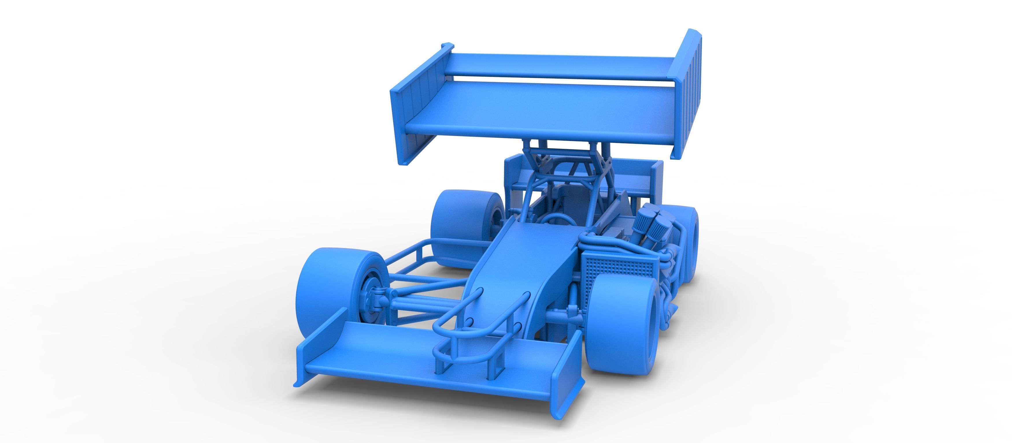 Supermodified front engine Winged race car V3 Scale 1 to 25 3D print model_32