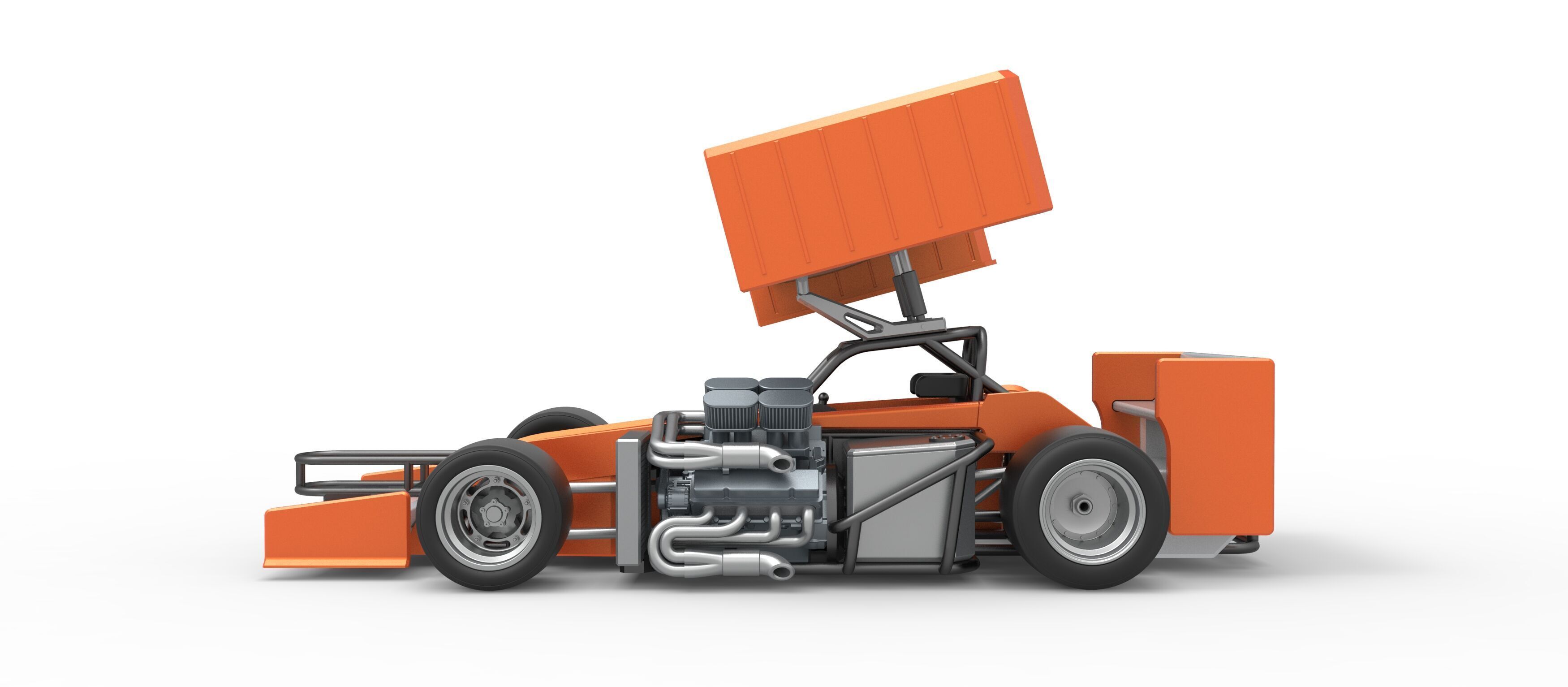 Supermodified front engine Winged race car V3 Scale 1 to 25 3D print model_9