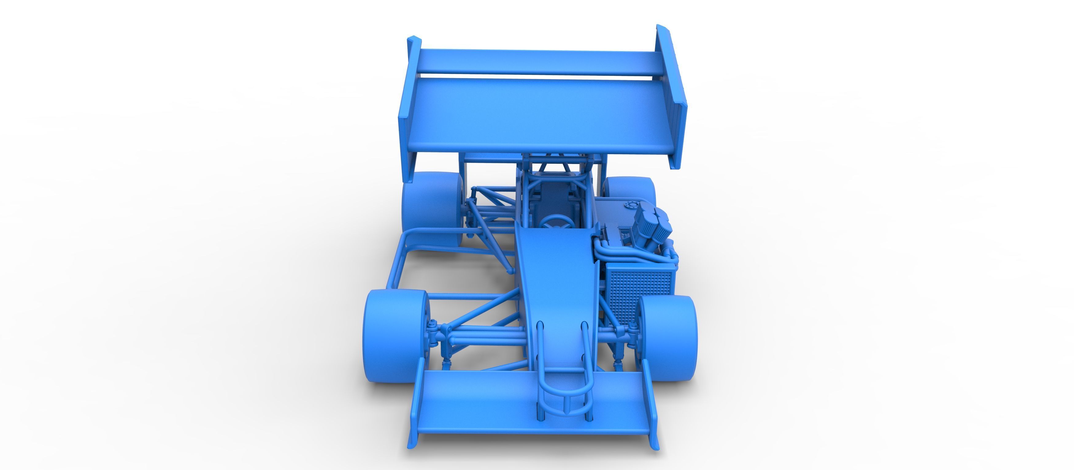 Supermodified front engine Winged race car V3 Scale 1 to 25 3D print model_35