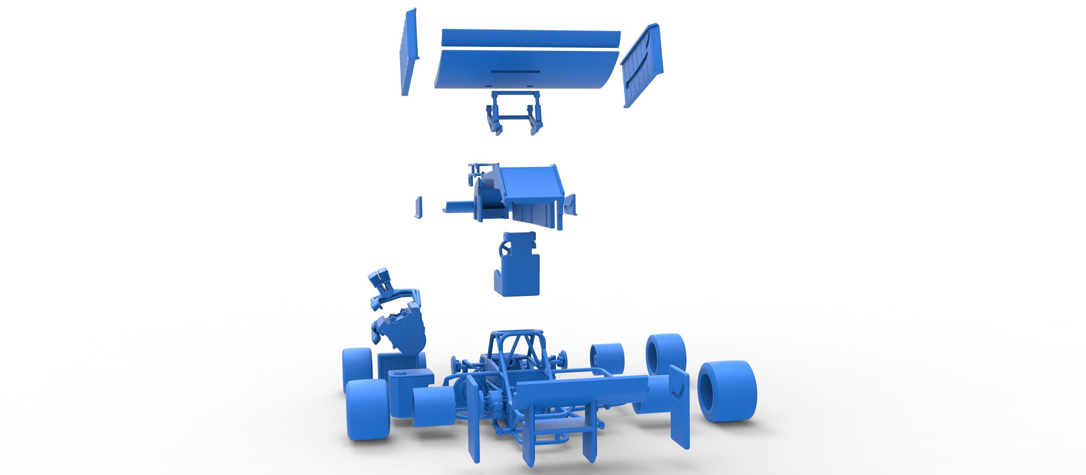 Supermodified front engine Winged race car V3 Scale 1 to 25 3D print model_62