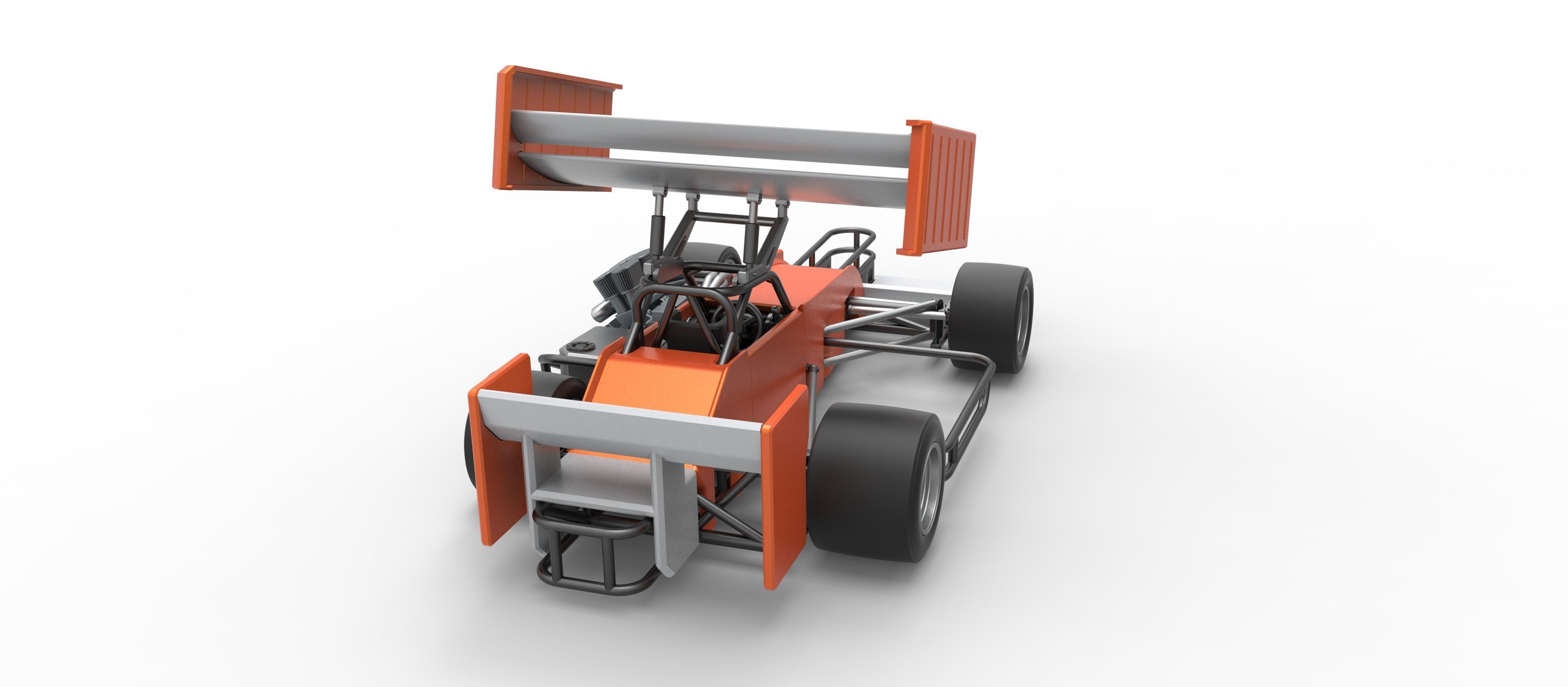 Supermodified front engine Winged race car V3 Scale 1 to 25 3D print model_18
