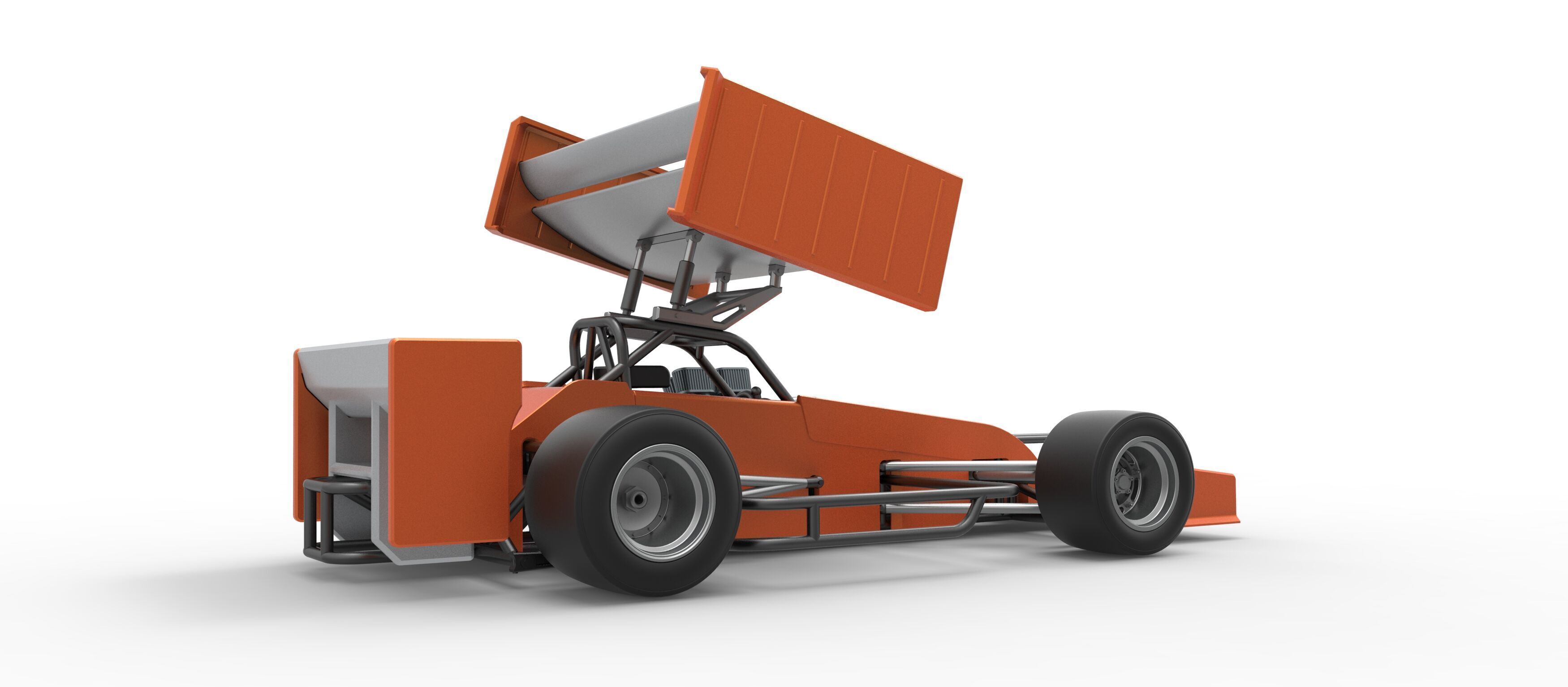 Supermodified front engine Winged race car V3 Scale 1 to 25 3D print model_21