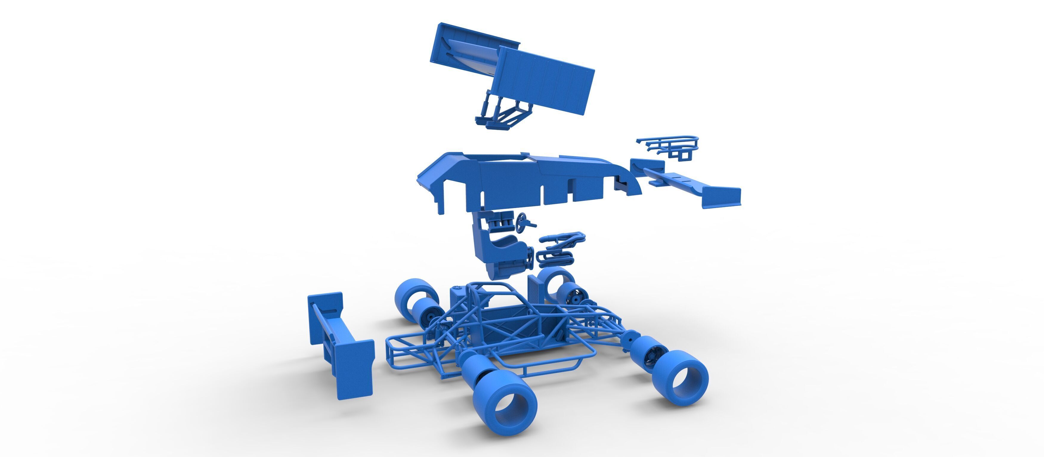 Supermodified front engine Winged race car V3 Scale 1 to 25 3D print model_64