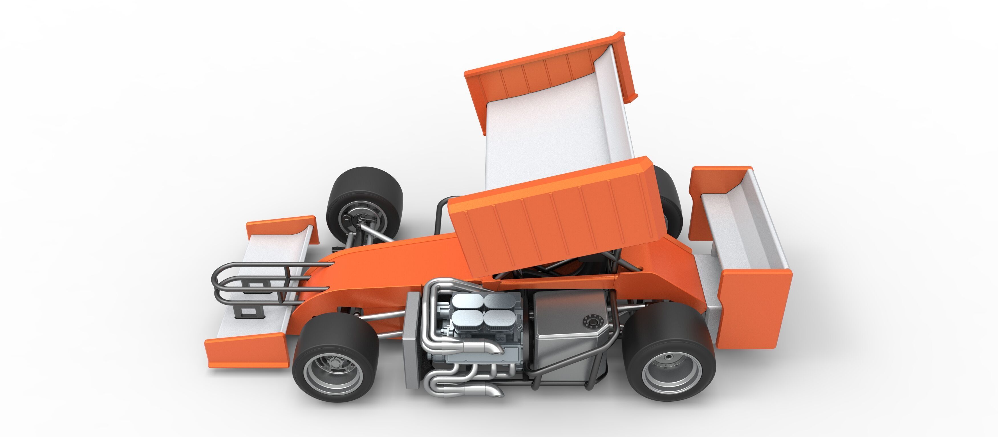 Supermodified front engine Winged race car V3 Scale 1 to 25 3D print model_10